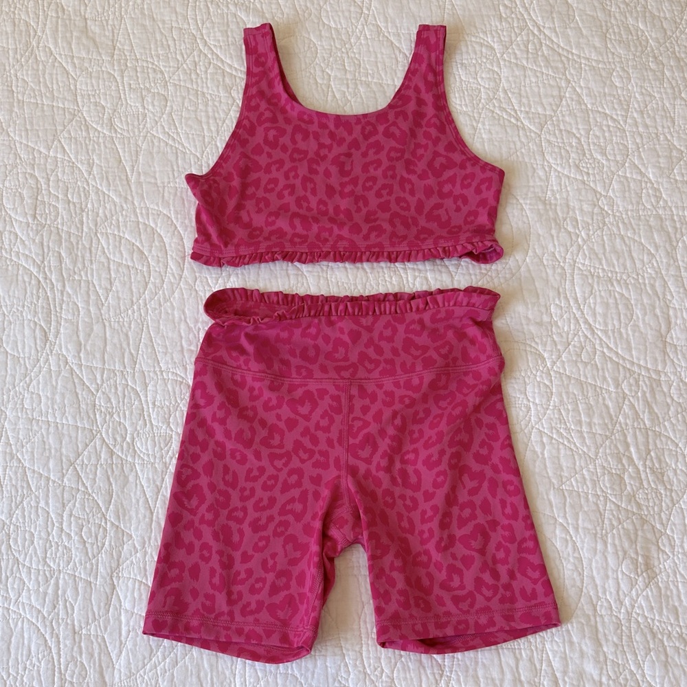 NWOT Yogalicious Girl shorts and top set